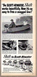 1951 Vintage Ad Scott Atwater Shift Outboard Motors 2 Men Fishing in