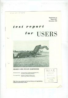 NIAE TEST REPORT   KRAKEI 2 WR POTATO HARVESTER (1970)