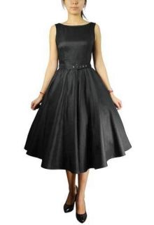 Black Satin Audrey Dress Gorgeous Vintage Lines Hepburn Prom 50s
