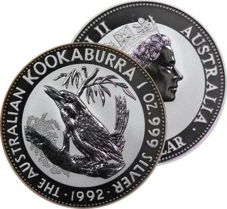 1992 AUSTRALIA KOOKABURRA .999 SILVER 1 OZT COIN GEM BU