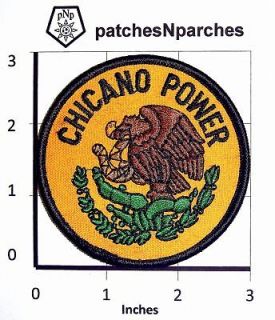 CHICANO POWER AZTEC GOLDEN EAGLE COAT OF ARMS PARCHE PATCH