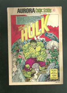 1974 Aurora Comic Scenes The Incredible Hulk comic pr/fr