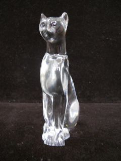 Signed Baccarat Clear Egyptian Cat Sculpture