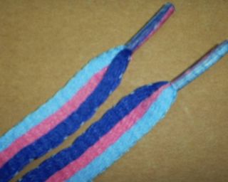 Shoe Laces Thin light blue/pink/navy 43