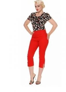 Collectif Hilda Capri Pant in Red ,  pinup lucky 13