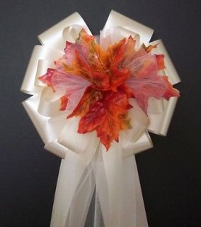 IVORY/Fall Autumn Leafs/Leaves Pew Bows   Wedding Decorations