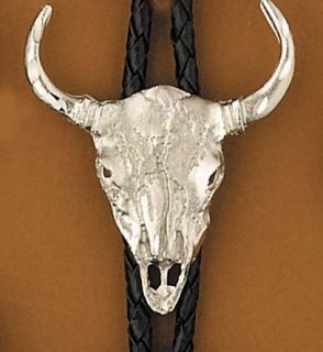 NEW Western Silver Skull Bolo Tie *Made USA*