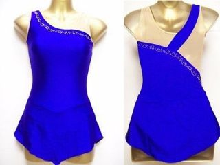 NEW Blue Sparkle Ice Figure Skating Competition Dress w Crystals AXL