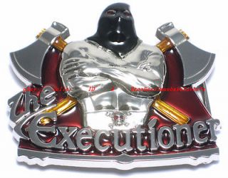 listed BBG1777R THE EXECUTIONER MASK MUSCLE MAN TWIN AXES BELT BUCKLE