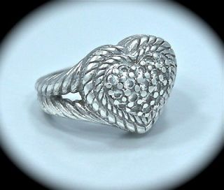QVC JUDITH RIPKA Sterling Silver DIAMONIQUE PAVE HEART RING SIZE 5