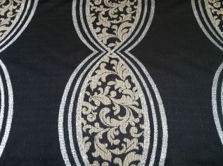 Designer Curtain Fabric Bead Shape Damask Black