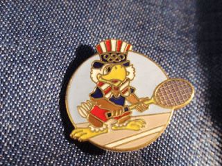 1984 Los Angeles olympic hat, tie,tac pin with sam and tennis racket