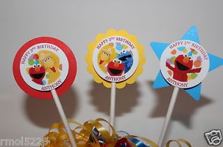 Personalized Sesame Street / Elmo Cupcake Party Toppers Picks