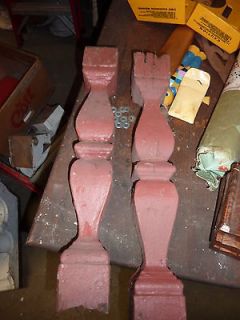 FOUR (4) turned victorian red BALUSTER spindles 19.5 high x 2 7/8