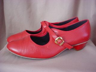 Vintage Red TIC TAC TOES Leather Ballroom Dance Shoes