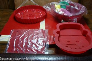 SILICONE BAKEWARE LOT BUNDT PIE COOKIE SHEETS SNOWMAN CAKE MOLD