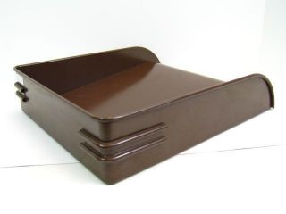 Antique Brown Metal Desktop File Holder Tray Industrial Machine