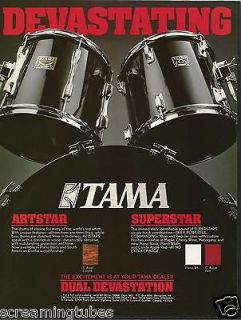 1985 TAMA ARTSTAR & SUPERSTAR DUAL DEVASTATION DRUMS PRINT AD
