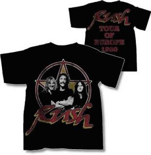 RUSH   Band   1980 Tour Of Europe   T SHIRT S M L XL 2XL Brand New