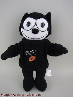 FELIX THE CAT STUFFED PLUSH DOLL wearing BOO Sweater Halloween Jack O
