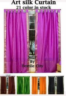New Art Silk Tab Top Sari saree Curtain Drape Panel 84 free 20 color