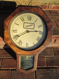 Vintage Schweppes Mixers Advertising Wooden Electric Clock Nice Bar