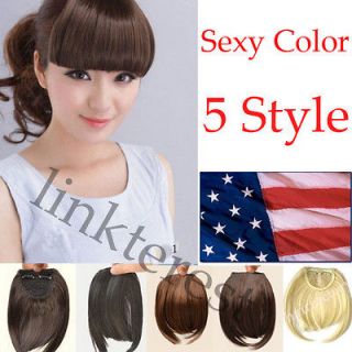 Sexy style Clip on Front False Neat Bangs Fringe Hair Extensions 5