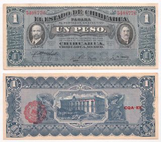 Mexico, El Estado de Chihuahua 1 Peso Jun 1915, AU/UNC M920o/S530e