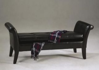Espresso 54 Fauxe Leather Arm Bench With Storage