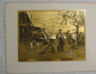 Point Mugu Lionel Barrymore Gold Etching Print 7 1/4 x 6