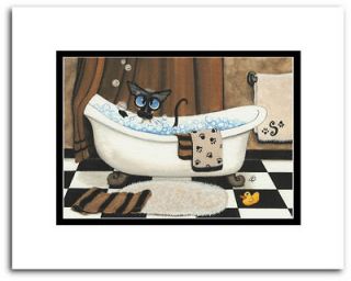 Siamese Cat Kitten Bubble Bath Rubber Duck Bathroom ArT  Double Mat