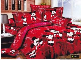 Queen Duvet Covers Comforter Sets 5Pc Cute Red Bed Linens Mickey Mouse