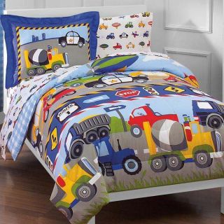 TRUCK TRACTOR POLICE CAR TWIN COMFORTER SET BED IN BAG BOY BEDDING
