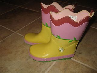 GIRLS SIZE 10 SPRING THEMED RAIN BOOTS **BUMBLE BEE** SUPER CUTE!!!!