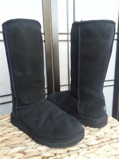 UGG Australia Classic Tall Black Boots 5229 Shearling Youth 5 Womens 7