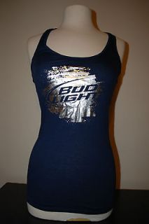 New Bud Light Beer Girls Silver Logo Navy Tank Top Sexy Clubwear Tee T
