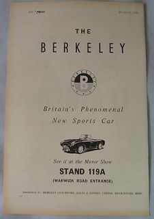 1956 Berkeley Sports Car Original advert