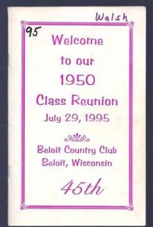 Beloit High School Class of 1950 45th Annual Reunion book 1995 Beloit