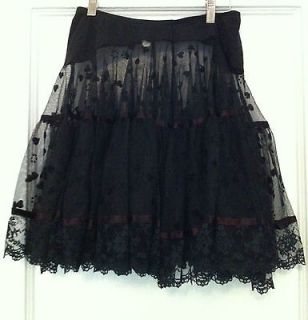Vintage 80s Betsey Johnson Punk Label Black Tulle Net Petticoat Skirt