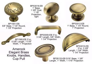 Elegant Brass Cabinet Knobs, Handles, Cup Pull from Amerock Allison
