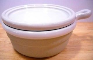 Bennington Pottery DG White Tan Covered Soup Chili Bowl