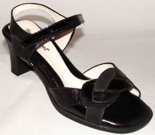 BeautiFeel Mimosa Black Patent Leather Open Toe Ankle Strap Sandals 7