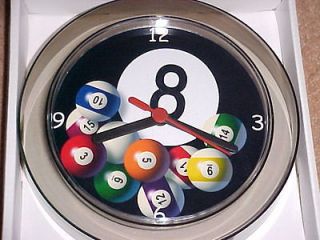 BILLIARD POOL TABLE Novelty Clock 7 SNOOKER 8 Ball