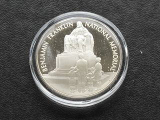 Benjamin Franklin Memorial Silver Medal Franklin Mint A7176L