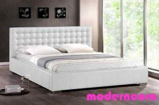 Faux Leather Platform Bed w/ Headboard Bedroom Furniture King/Queen