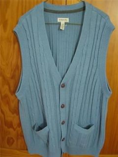St Johns Bay Classic Baby Blue Cardigan Sweater Vest XL