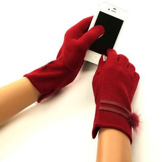 Ladies Winter Fancy Fur Wool Smart Phone Magic Touch Screen Gloves