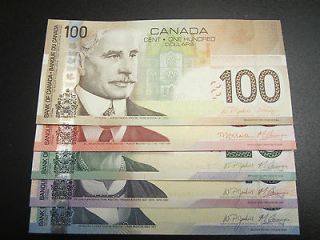 CANADIAN JOURNEY SERIES ALL PAPER MONEY NOT PLASTIC $5 $100 5 NOTES
