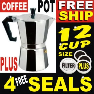 12 Cup Stove Top Espresso Coffee Pot Maker Percolator