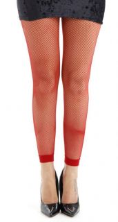 Red Shimmer Fishnet Footless tights  Size M/L